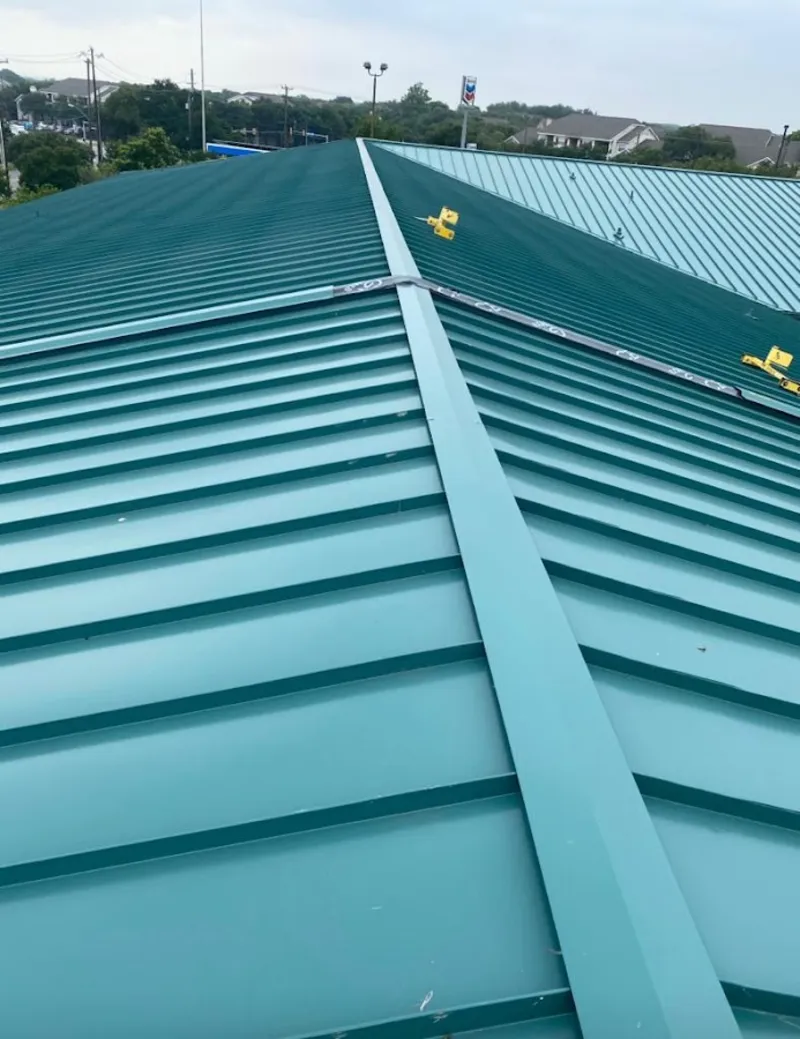 Green commercial metal roof ridge and valley for Metal Roof Repair in El Centro